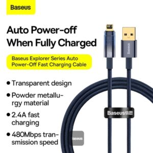 Baseus Explorer Series Auto Power off Fast Charging Data Cable USB to Type C 100W 2m - Black