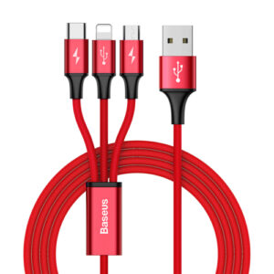 Baseus Rapid Series 3-in-1 Cable 1.2m for IP+Micro+Type-C - RED