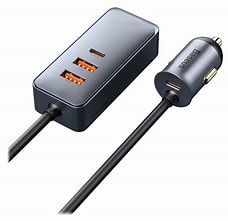 Baseus Share Together PPS multi port Fat charging car charger with extension cord 120W 2U+2C - Grey